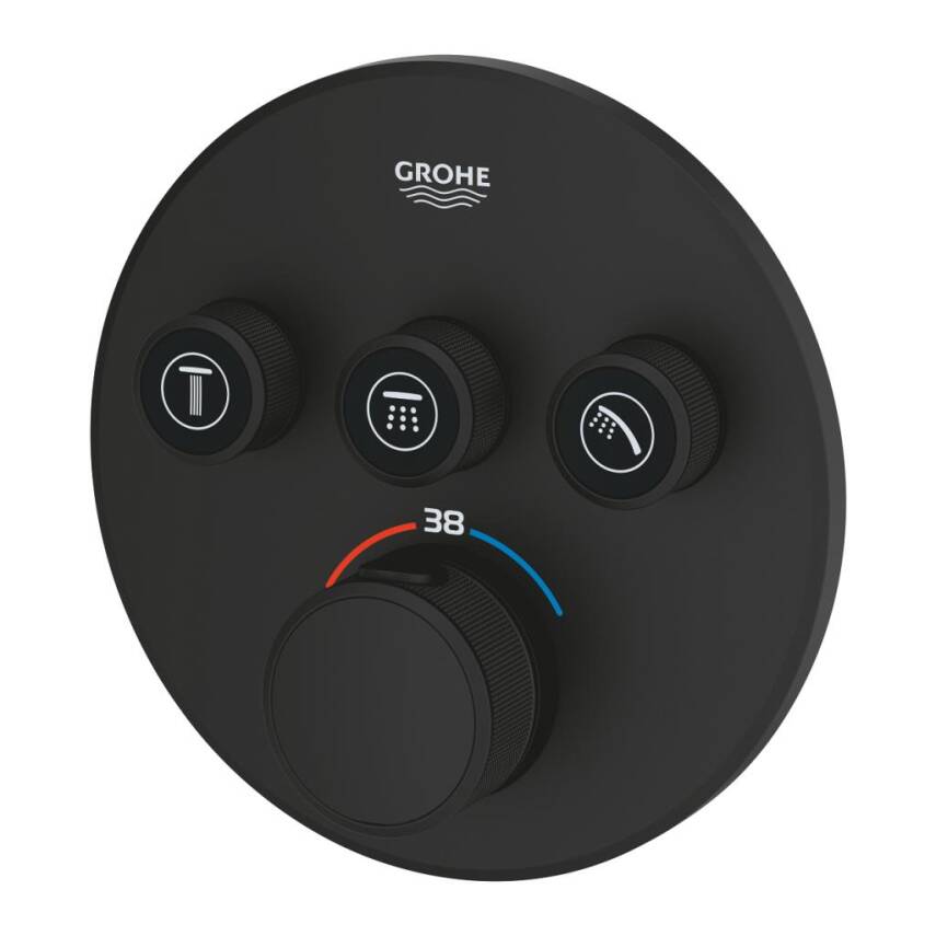 Grohe Grohtherm SmartControl Ankastre Termostatik Banyo/Duş Bataryası (Sıva Üstü Grubu) 3 Yollu Mat Siyah 29508KF0 - 3