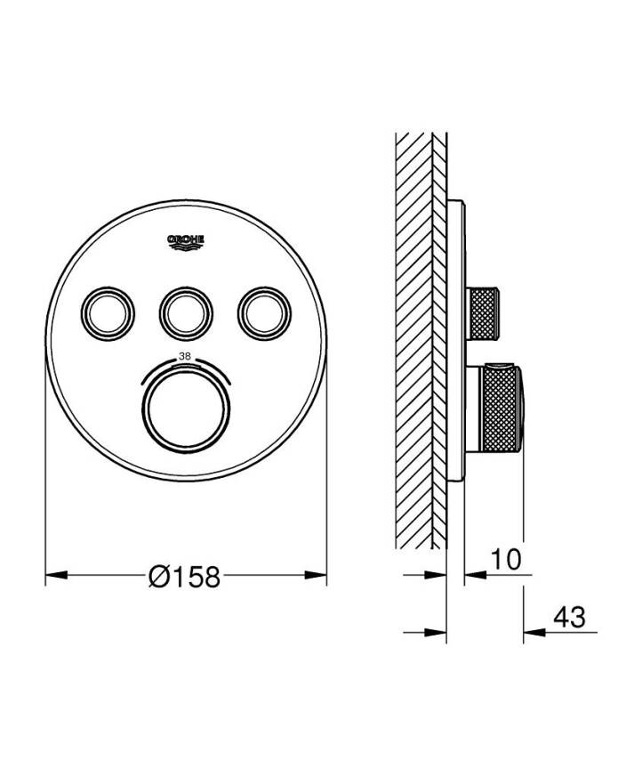 Grohe Grohtherm SmartControl Ankastre Termostatik Banyo/Duş Bataryası (Sıva Üstü Grubu) 3 Yollu Mat Siyah 29508KF0 - 5