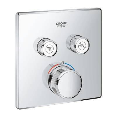 Grohe Grohtherm SmartControl Çift Valfli Akış Kontrollü Ankastre Termostatik Banyo Bataryası (Sıva Üstü Grubu) 29124000 - 1