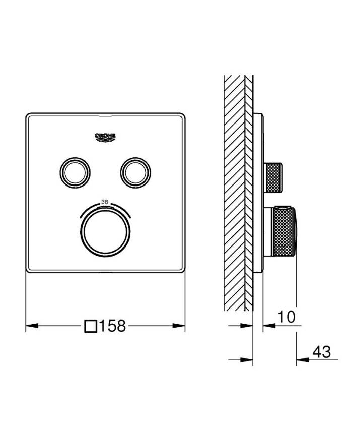 Grohe Grohtherm SmartControl Çift Valfli Akış Kontrollü Ankastre Termostatik Banyo Bataryası (Sıva Üstü Grubu) 29124000 - 2