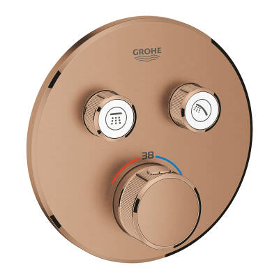 Grohe Grohtherm SmartControl Çift Valfli Akış Kontrollü Ankastre Termostatik Banyo Bataryası (Sıva Üstü Grubu) Fırçalı Bakır 29119DL0 - 1