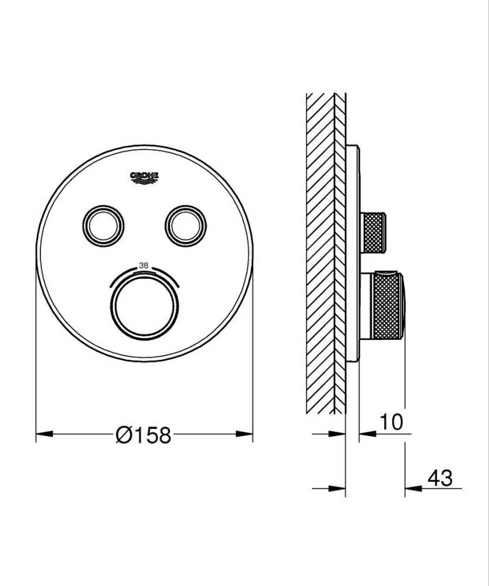 Grohe Grohtherm SmartControl Çift Valfli Akış Kontrollü, Ankastre Termostatik Banyo Bataryası (Sıva Üstü Grubu) Krom 29119000 - 2