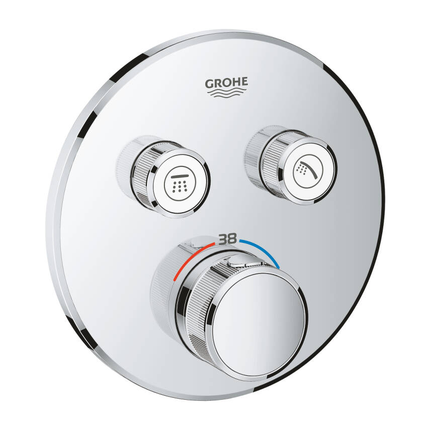 Grohe Grohtherm SmartControl Çift Valfli Akış Kontrollü, Ankastre Termostatik Banyo Bataryası (Sıva Üstü Grubu) Krom 29119000 - 1