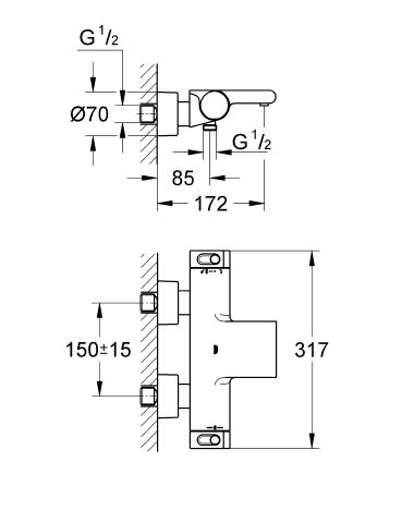 Grohe Grohtherm Termostatik Banyo Bataryası Krom 34174001 - 2