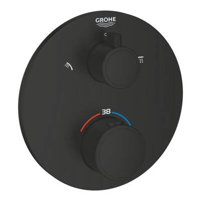 Grohe Grohtherm Termostatik Banyo/Duş Bataryası (Sıva Üstü Grubu), 2 Yollu, Mat Siyah 1022082430 - 1