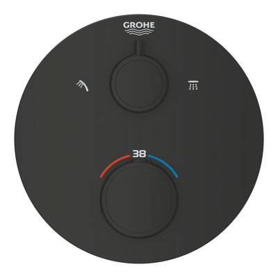 Grohe Grohtherm Termostatik Banyo/Duş Bataryası (Sıva Üstü Grubu), 2 Yollu, Mat Siyah 1022082430 - 2