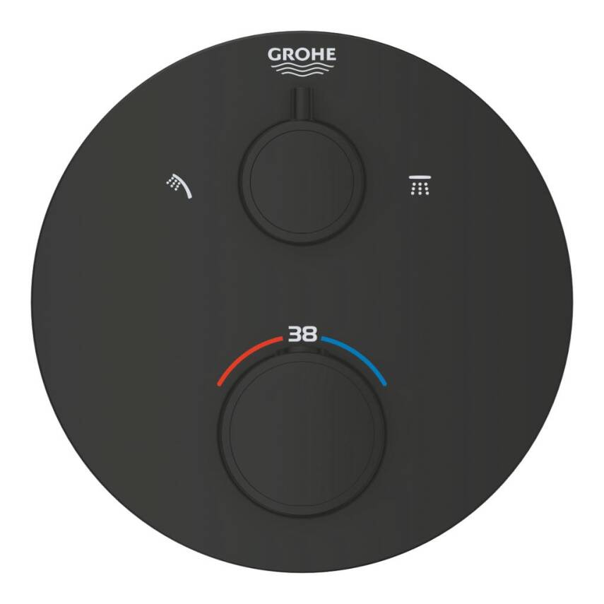 Grohe Grohtherm Termostatik Banyo/Duş Bataryası (Sıva Üstü Grubu), 2 Yollu, Mat Siyah 1022082430 - 2