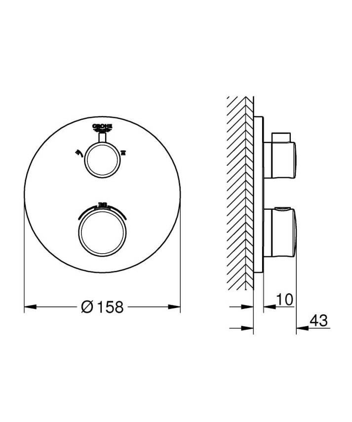 Grohe Grohtherm Termostatik Banyo/Duş Bataryası (Sıva Üstü Grubu), 2 Yollu, Mat Siyah 1022082430 - 4