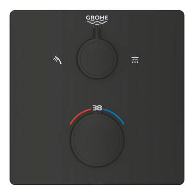 Grohe Grohtherm Termostatik Banyo/Duş Bataryası (Sıva Üstü Grubu), 2 Yollu, Mat Siyah 1022092430 - 2