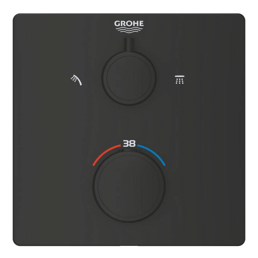 Grohe Grohtherm Termostatik Banyo/Duş Bataryası (Sıva Üstü Grubu), 2 Yollu, Mat Siyah 1022092430 - 2