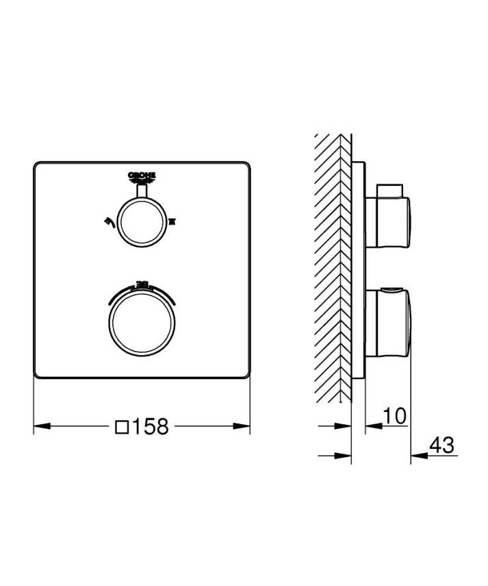 Grohe Grohtherm Termostatik Banyo/Duş Bataryası (Sıva Üstü Grubu), 2 Yollu, Mat Siyah 1022092430 - 4