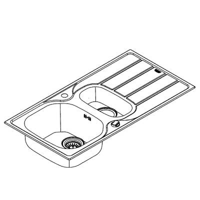 Grohe K200 Damlalıklı 1,5 Gözlü Eviye Paslanmaz Çelik (96,5x50 cm) 31564SD1 - 3