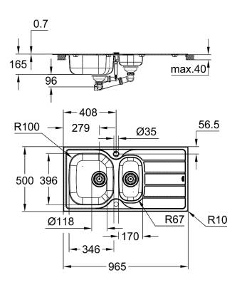 Grohe K200 Damlalıklı 1,5 Gözlü Eviye Paslanmaz Çelik (96,5x50 cm) 31564SD1 - 4