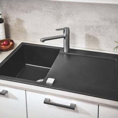 Grohe K500 Kompozit Damlalıklı Tek Gözlü Eviye Granit Siyah 31645AP0 - 2