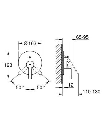 Grohe Lineare Ankastre Banyo Duş Bataryası (Sıva Üstü) Paslanmaz Çelik 19297DC1 - 2
