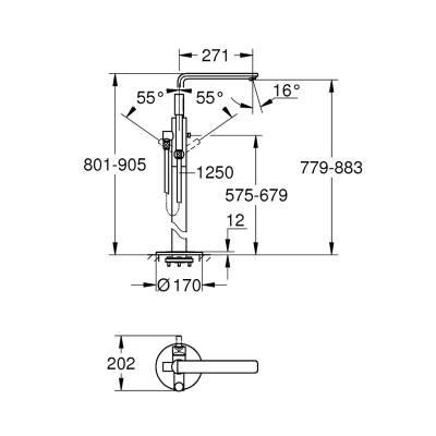 Grohe Lineare Ankastre Yerden Küvet Bataryası (Sıva Üstü Grubu) Krom 23792001 - 2