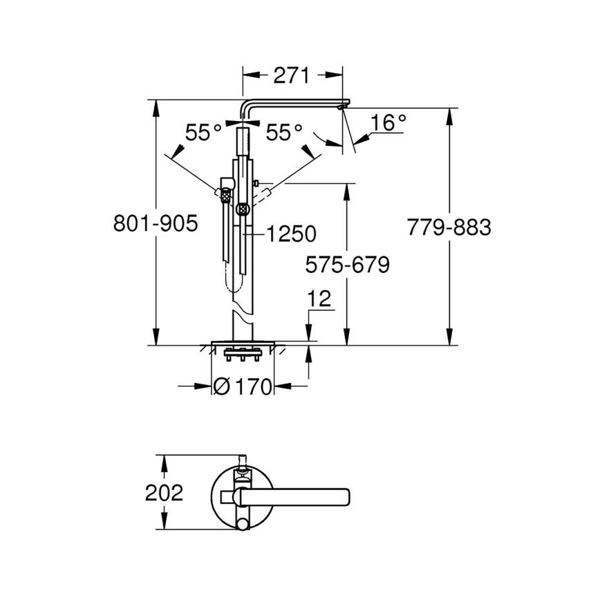 Grohe Lineare Ankastre Yerden Küvet Bataryası (Sıva Üstü Grubu) Krom 23792001 - 2