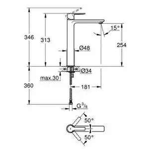 Grohe Lineare Çanak Lavabo Bataryası, Fırçalı Sert Grafit 23405AL1 - 2