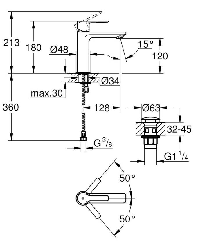 Grohe Lineare Lavabo Bataryası Krom 23106001 - 2