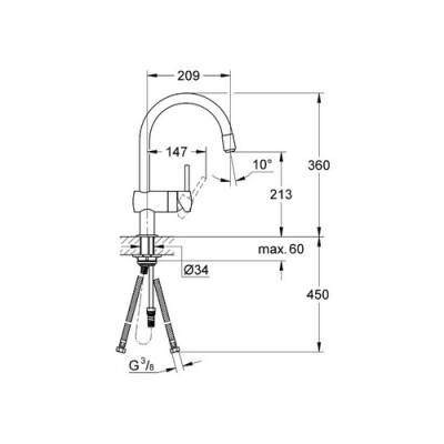 Grohe Minta Spiralli Eviye Bataryası Krom 32918000 - 2