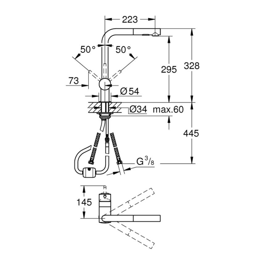 Grohe Minta Spiralli Eviye Bataryası Sert Grafit 30274A00 - 2