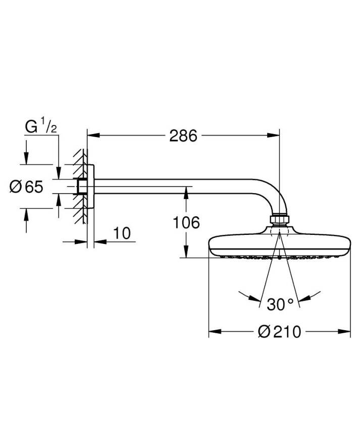 Grohe NTempesta 210 Headshower Set 286mm 9,5l Mat Siyah 1022182430 - 4