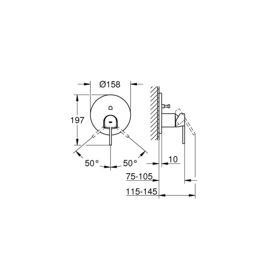 Grohe Plus Ankastre Banyo/Duş Bataryası (Sıva Üstü Grubu) Fırçalı Sert Grafit 24060AL3 - 2