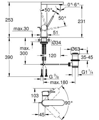 Grohe Plus Yüksek Lavabo Bataryası, Sifon Kumandalı Krom 23851003 - 2