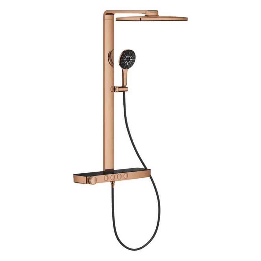 Grohe Rainshower Aqua Pure SmartControl Duş Sistemi, Duvara Monte, Termostatik Bataryalı Duş Kolonu, Parlak Bakır 100961DA00 - 1