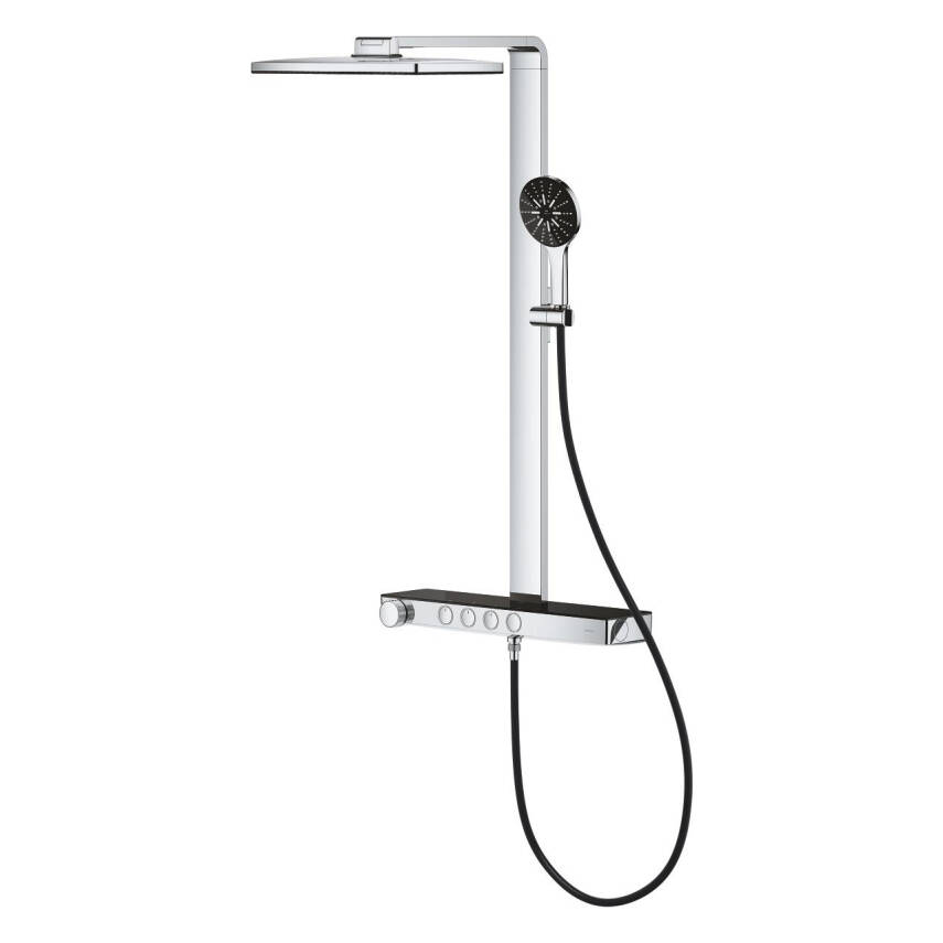 Grohe Rainshower Aqua Pure SmartControl Duş Sistemi, Duvara Monte, Termostatik Bataryalı Duş Kolonu, Siyah-Krom 100961KI00 - 2