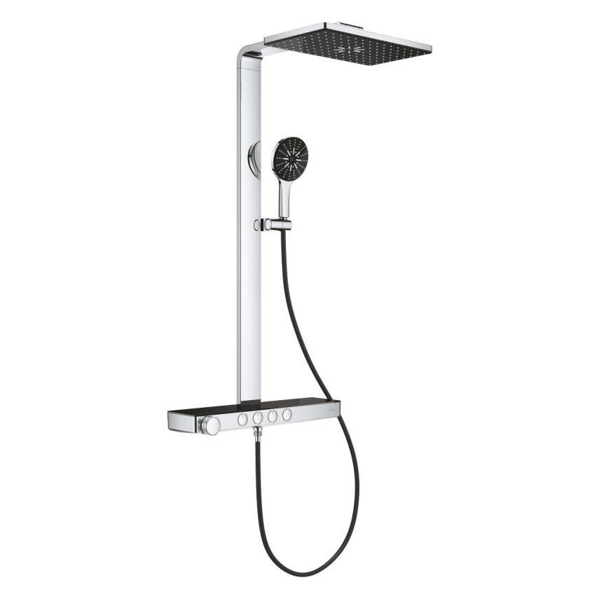 Grohe Rainshower Aqua Pure SmartControl Duş Sistemi, Duvara Monte, Termostatik Bataryalı Duş Kolonu, Siyah-Krom 100961KI00 - 4