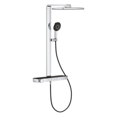 Grohe Rainshower Aqua Pure SmartControl Duş Sistemi, Duvara Monte, Termostatik Bataryalı Duş Kolonu, Siyah-Krom 100961KI00 - 1