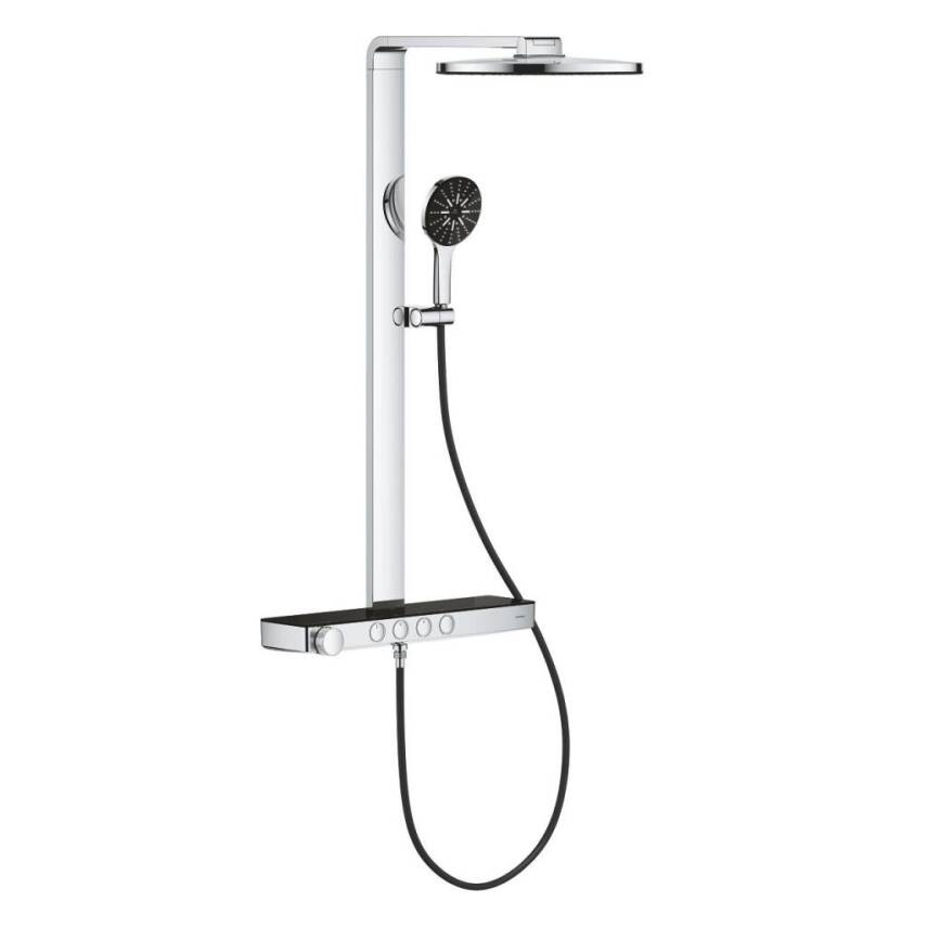 Grohe Rainshower Aqua Pure SmartControl Duş Sistemi, Duvara Monte, Termostatik Bataryalı Duş Kolonu, Siyah-Krom 100964KI00 - 1