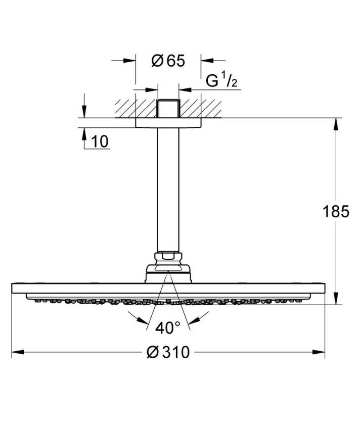Grohe Rainshower Cosmopolitan 310 Tepe Duşu Seti 31 cm Parlak Altın 26067GL0 - 2