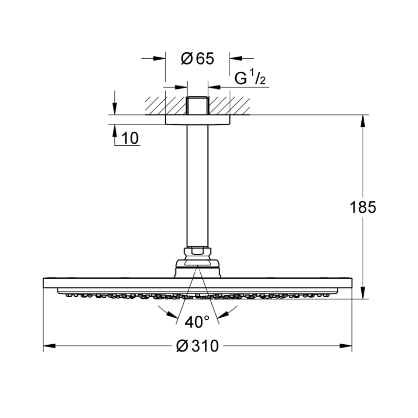 Grohe Rainshower Cosmopolitan 310 Tepe Duşu Seti 31 cm, Parlak Nikel 26067BE0 - 2