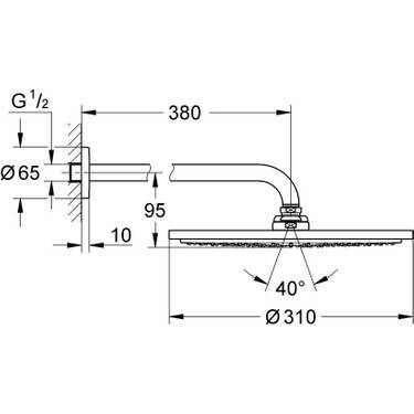 Grohe Rainshower Cosmopolitan Tepe Duşu ve Dirseği 38cm Fırçalı Sert Grafit 26066AL0 - 5