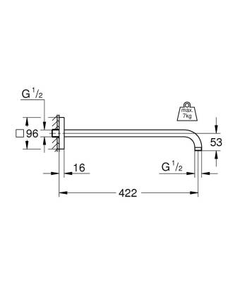 Grohe Rainshower Duş Başlığı Kolu 422 mm Krom 26145000 - 2