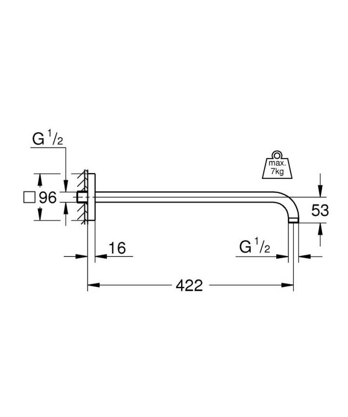 Grohe Rainshower Duş Başlığı Kolu 422 mm Krom 26145000 - 2