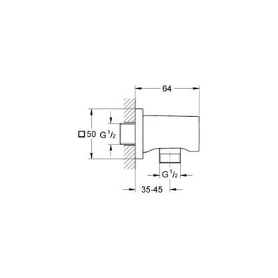 Grohe Rainshower Duş Cıkış Dirseği (Kare Rozet) Krom 27076000 - 2