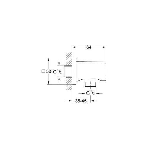 Grohe Rainshower Duş Cıkış Dirseği (Kare Rozet) Krom 27076000 - 2