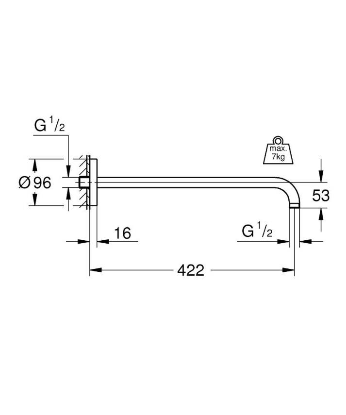Grohe Rainshower Duş Dirseği 422 mm Krom 26146000 - 2