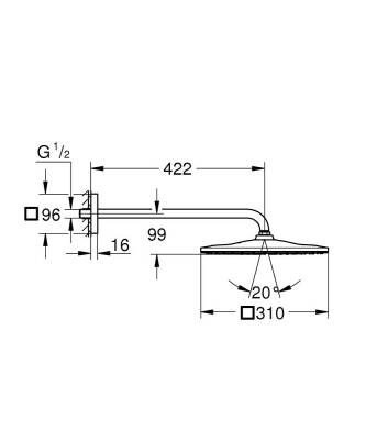 Grohe Rainshower Mono 310 Cube Tepe Duşu Seti 31 cm Tek Akışlı Sert Grafit 26564A00 - 3