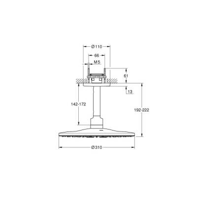 Grohe Rainshower SmartActive 310 Tepe Duşu Seti, 31 cm, Sert Grafit 26477A00 - 2