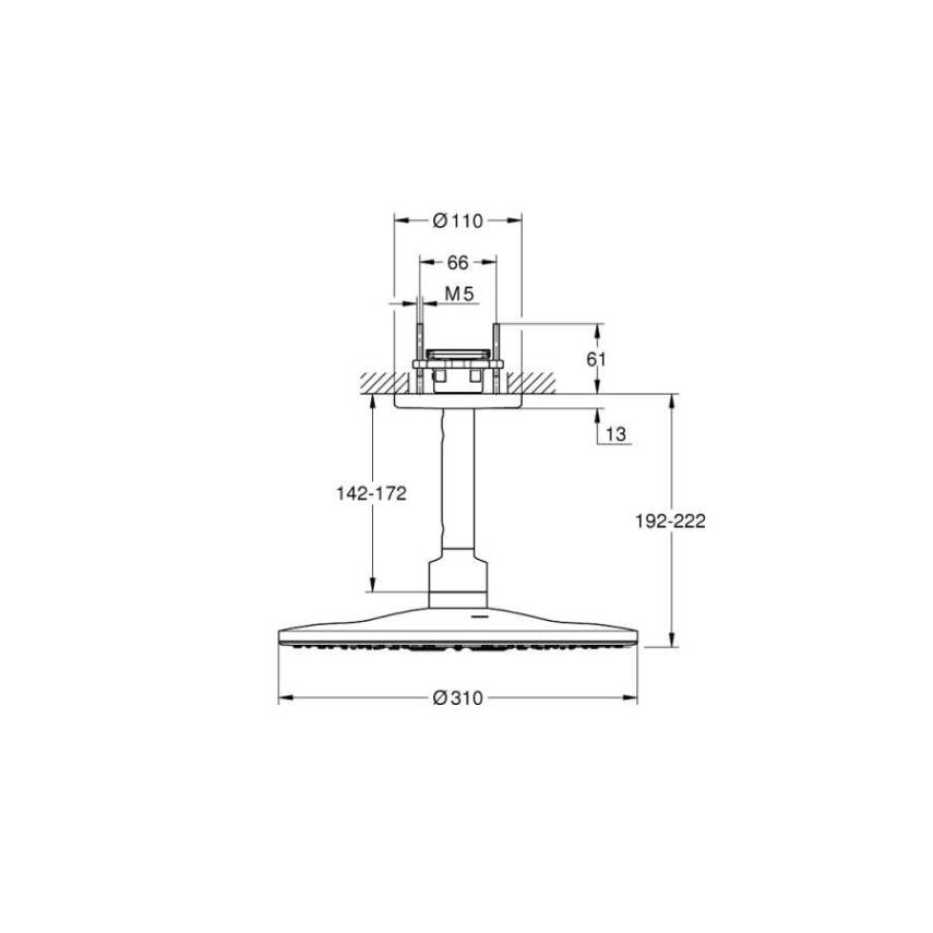 Grohe Rainshower SmartActive 310 Tepe Duşu Seti, 31 cm, Sert Grafit 26477A00 - 2