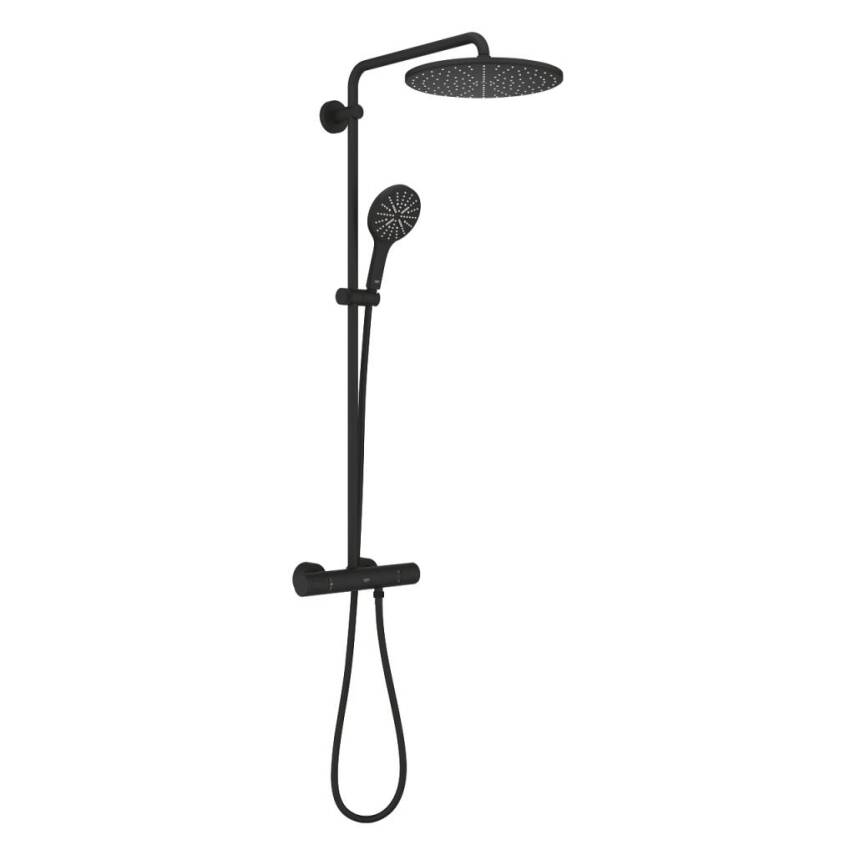 Grohe RainShower SmartActive 310 Termostatik Duş Bataryalı Duş Sistemi Mat Siyah 22119KF0 - 1