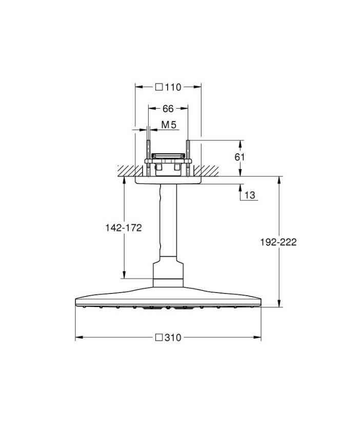 Grohe Rainshower 310 SmartActive Cube Tepe Duşu Seti 2 Akışlı Krom 26481000 - 2