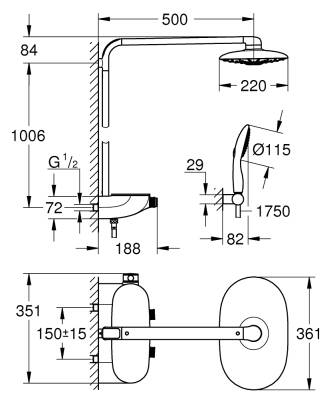 Grohe Rainshower SmartControl 360 DUO Termostatik Duş Bataryalı Duş Sistemi Krom 26250000 - 6