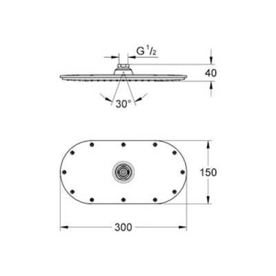 Grohe Rainshower Veris Tepe duşu 1 Akışlı 30x15 cm Krom 27470000 - 2