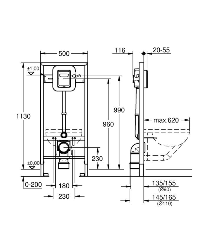 Grohe Rapid SL Asma Klozet Yıkama Valfi 38519001 - 2