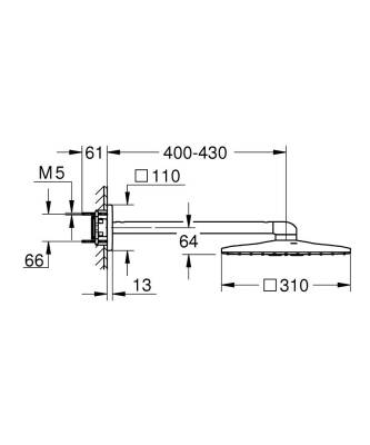 Grohe Rainshower SmartActive 310 Cube Tepe Duşu Seti, 31 cm, 2 Akışlı, Parlak Altın 26479GL0 - 3